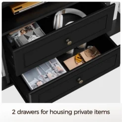 Yaheetech 58in Modern TV Console Table With Power Outlet Black -Lush Living Store GUEST 2431b576 7ea7 4740 a1c0 f2d047aec21d