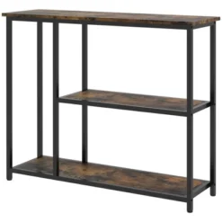 HOMCOM 39" Console Table, Modern Sofa Table With 2 Storage Shelves, Steel Frame, Narrow Entryway Table For Hallway -Lush Living Store GUEST 24657be7 95cc 4f03 bee9 8bb7431a80e2