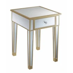Gold Coast Mirrored End Table With Drawer - Breighton Home -Lush Living Store GUEST 24aab060 c116 498e 8752 d05e395de1ae