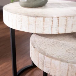 Set Of 2 Highio Nesting Side Tables White/Black - Aiden Lane