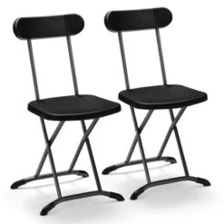 Costway 2-Pack Folding Chair With Metal Curved Feet Wide Seat & Ergonomic Backrest Black/White -Lush Living Store GUEST 259f9fa3 a6ff 456f b6bd d05f08a480e3