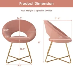 Costway Modern Velvet Accent Chair Upholstered Vanity Leisure Chair With Metal Legs -Lush Living Store GUEST 2673c722 834b 4b11 add0 064f0a48d182