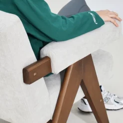 Morgan 19.7" Wide Lounge Armchair Upholstered Seat And Back With Upside Down "V" Shape Design Solid Wood Accent Chair-Maison Boucle -Lush Living Store GUEST 26a5a50e f054 4489 ab2c bbfb039c656c