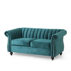 Glenmont Modern Glam Channel Stitch Velvet Loveseat With Nailhead Trim - Christopher Knight Home -Lush Living Store GUEST 26cd1e7c 202a 408e 8f8b 90f7746c5b58