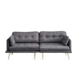 3-Seater Cotton And Linen Upholstered Sofa With Gold Metal Legs - ModernLuxe -Lush Living Store GUEST 27f4a345 b26e 4b4e 83e9 a986f13e97b0