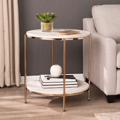 Sula Round Faux Stone End Table - Aiden Lane 4 Sula Round Faux Stone End Table - Aiden Lane - Image 2