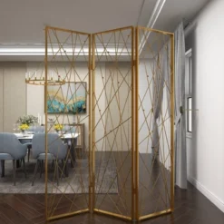 Glam Metal Geometric Room Divider Screen Gold - Olivia & May -Lush Living Store GUEST 28a6f74b 9a3b 493c 8155 b495f00ac928
