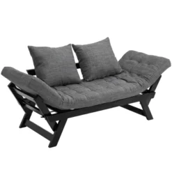 HOMCOM Single Person 3 Position Convertible Chaise Lounger Sofa Bed With 2 Large Pillows And Oak Frame -Lush Living Store GUEST 28ad0994 ced0 4988 a3bb e264d0b6b204