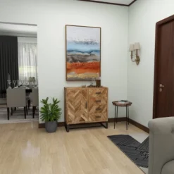 Contemporary Zigzag Pattern Mango Wood Cabinet Brown - Olivia & May -Lush Living Store GUEST 28ae9223 8390 4c40 9358 3aa1b5f39dab