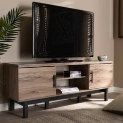 2 Door Arend Two-Tone Wood TV Stand For TVs Up To 55" Brown - Baxton Studio 10 2 Door Arend Two-Tone Wood TV Stand For TVs Up To 55" Brown - Baxton Studio -Lush Living Store GUEST 28c19afe 92c3 46a4 8c59 bdacdca4697e