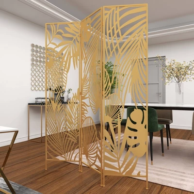 Glam Metal Palms Room Divider Screen Gold - Olivia & May 8 Glam Metal Palms Room Divider Screen Gold - Olivia & May - Image 6