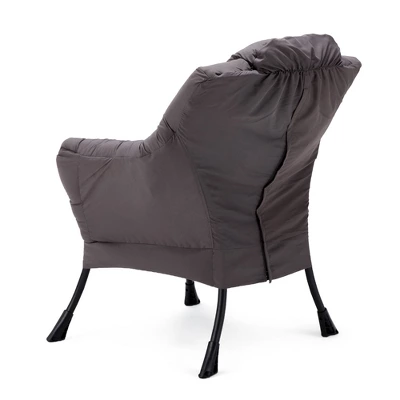 JOMEED Modern Fabric Lazy Lounge Foldable Lightweight Single Steel Frame Accent Chair With Armrests And Side Pocket For Home Or Office, Grey 5 JOMEED Modern Fabric Lazy Lounge Foldable Lightweight Single Steel Frame Accent Chair With Armrests And Side Pocket For Home Or Office, Grey - Image 3