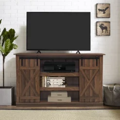 Costway Sliding Barn TV Stand Console Table For TV's Up To 60'' Entertainment Center -Lush Living Store GUEST 29052b17 e132 47e3 a898 4b37b5d075f0