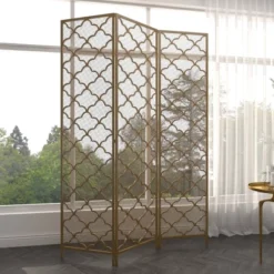 Modern Metal Filigree Room Divider Screen Gold - Olivia & May -Lush Living Store GUEST 29add615 b50a 4535 a043 b63afa206e40