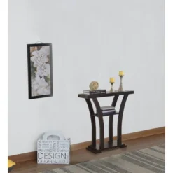 Wooden Console Table With 1 Shelf Dark Brown - Benzara -Lush Living Store GUEST 29c36e1e 97f9 4c2b 87ff 7c9abf1bdabe