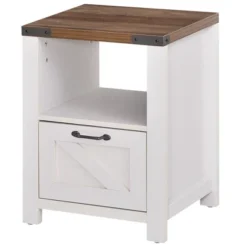 HOMCOM Industrial Side Table With 1 Drawer 1 Open Shelf And Big Tabletop -Lush Living Store GUEST 29ec647f f976 4a1a aa8e aa38e3c6da41