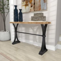 Industrial Wood Console Table Brown - Olivia & May -Lush Living Store GUEST 2a017659 ebd5 4f10 bb7f 3085fc063f99