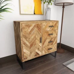 Contemporary Zigzag Pattern Mango Wood Cabinet Brown - Olivia & May -Lush Living Store GUEST 2a7946eb e9c5 4312 bbfa 800fd98df5a1