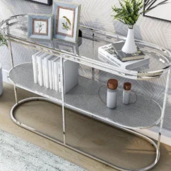 Yarmuth Glam 1 Shelf Sofa Table Chrome - HOMES: Inside + Out -Lush Living Store GUEST 2ab8d7a0 7872 4240 9631 e832013f6de7