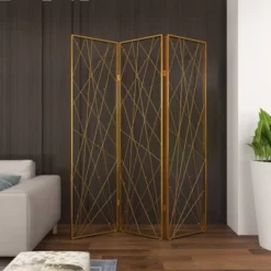 Glam Metal Geometric Room Divider Screen Gold - Olivia & May -Lush Living Store GUEST 2b5e98e1 0f87 4d4f b70d fd3160f025ae