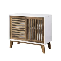 Visconti Mid-Century Modern Sliding Slat Door TV Stand For TVs Up To 40" - Saracina Home -Lush Living Store GUEST 2b87a6f1 e71e 4a44 9e1a be7bab63c222