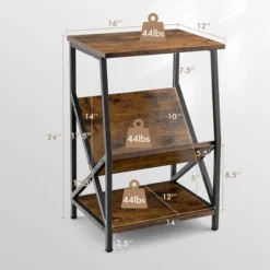 Costway 3-Tier Industrial Side End Table With Storage Shelf Heavy Duty Accent Table -Lush Living Store GUEST 2be9b6aa 444a 4aba 9b1f 777327e4b6ee