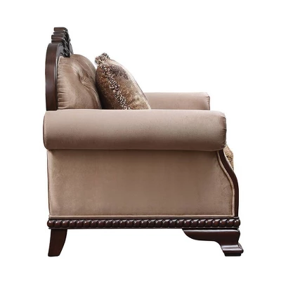 69" Chateau De Ville Fabric Sofa Espresso Finish - Acme Furniture 6 69" Chateau De Ville Fabric Sofa Espresso Finish - Acme Furniture - Image 4