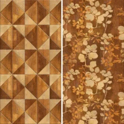 6" Double Sided Wood Inlay Pattern Canvas Room Divider Brown - Oriental Furniture -Lush Living Store GUEST 2c264531 8a07 4579 ad8c 33aaa648aeb1