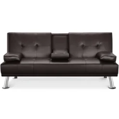 Yaheetech Convertible Faux Leather Sofa Bed Futon With Armrest -Lush Living Store GUEST 2caf6858 2118 4b47 a105 5c38e5bf3ea9