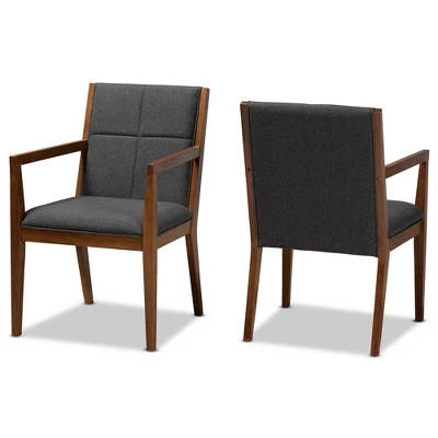 Set Of 2 Theresa Fabric Upholstered Wood Living Room Accent Chair - Baxton Studio 11 Set Of 2 Theresa Fabric Upholstered Wood Living Room Accent Chair - Baxton Studio - Image 9