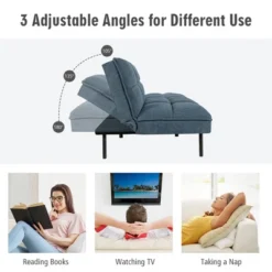 Costway Modern Convertible Futon Sofa Bed Linen Fabric Folding Couch Recliner GreyAquamarineBlue -Lush Living Store GUEST 2d1b06e3 413a 4ee1 9336 559cf374f429