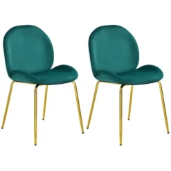 Costway Set Of 2 Velvet Accent Chairs Dining Side Chairs W/Gold Metal Legs Pink/Beige/Green/Grey -Lush Living Store GUEST 2d21823b a957 47c2 b301 883ccf25c011