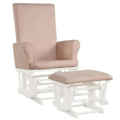 Costway Baby Nursery Relax Rocker Rocking Chair Glider & Ottoman Set W/Cushion Grey/Brown/Pink -Lush Living Store GUEST 2d30f281 0a60 4742 b894 9b102de3e166