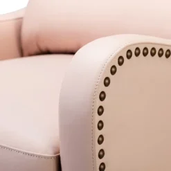 Jade Upholstered Genuine Leather Cigar Chair Recliner Armchair NailHead Tufted | Karat Home - Pink Solid -Lush Living Store GUEST 2d548d63 6e40 40dd 8a07 f742ce3eecae