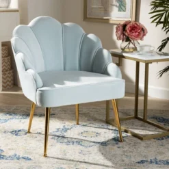 Cinzia Velvet Upholstered Seashell Shaped Accent Chair - Baxton Studio -Lush Living Store GUEST 2d694f0a 74b8 43fa b86b d861648a5ece