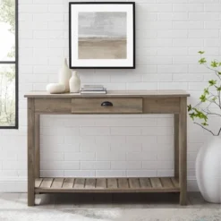 June Rustic Farmhouse Entry Table With Lower Shelf Gray Wash - Saracina Home -Lush Living Store GUEST 2d962bd5 df42 4083 8914 633d4481e956