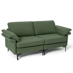 Costway Modern Loveseat Fabric 2-Seat Sofa Couch For Small Space W/Metal Legs Army -Lush Living Store GUEST 2da05b61 732a 4ae5 839d a5595678d247