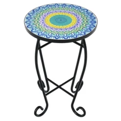 Costway Mosaic Side Table Accent Table Round Balcony Bistro End Table OrangeBlueNavy -Lush Living Store GUEST 2dd55ca3 979f 4edd 8d53 a369908a5a82