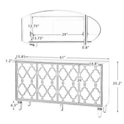 Beatrice 61'' Modern Storage Wide Sideboard With Solid Wood Legs | KARAT HOME -Lush Living Store GUEST 2eab0d28 127d 4db2 b936 549615e4420d