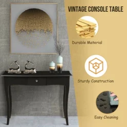 Costway Wooden Console Table Hallway Entryway Side Sofa Accent Storage Drawer Black -Lush Living Store GUEST 2ec44454 5e62 4835 8dda 594b55b67d38