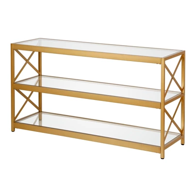 48" Modern X-Sided Gold And Bras Metal TV Stand - Henn&Hart 5 48" Modern X-Sided Gold And Bras Metal TV Stand - Henn&Hart - Image 3