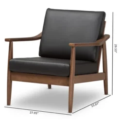 Venza Mid Century Modern Walnut Wood Faux Leather Lounge Chair Black - Baxton Studio -Lush Living Store GUEST 2f1252cc 3832 4713 a82c b86820270aba