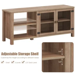 TV Stand Entertainment Center For TV's Up To 65''w/ 2 Metal Mesh Doors Natural -Lush Living Store GUEST 2f1a150e 2719 4068 91db 6776d8ae2092