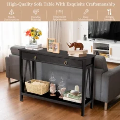 Costway Console Table Storage Shelf Modern Sofa Table W/ Drawer Entryway Hallway BlackCherry -Lush Living Store GUEST 2f39ddfb 1c21 469a ac12 cc078bfbaeaf