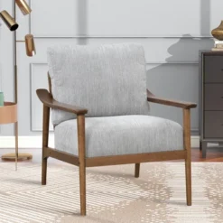 Retro Accent Chair With Solid Wood Frame And Vertical Slatted Back-ModernLuxe -Lush Living Store GUEST 2f4f46eb 2fcc 4487 8cc8 33f2bf5173ea