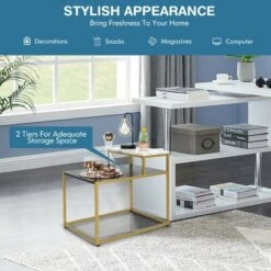 Costway 2 Tier End Side Table Metal Frame Nightstand With Storage Shelf Living Room -Lush Living Store GUEST 2f722655 42e6 429c 9cef e73dfb122e46