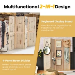Costway 4-Panel Pegboard Display 5' Tall Folding Privacy Screen Craft Display -Lush Living Store GUEST 2f8bde71 c2e5 4f30 a51c 0a6b20d27ec2