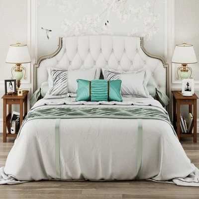 Tangkula End Table Pull-out Tray Shelf Accent Side Nightstand Rubber Wood Leg Rustic Oak 4 Tangkula End Table Pull-out Tray Shelf Accent Side Nightstand Rubber Wood Leg Rustic Oak - Image 2