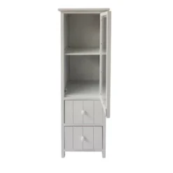 35.58" 2 Drawer Wooden Storage Cabinet With Glass Door And Round Knobs White - The Urban Port -Lush Living Store GUEST 2fc64d32 1845 4c1d 911e 590bd7b0af1f