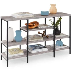 Best Choice Products 55in Industrial 4-Tier Console Table W/ Tall Shelves, Metal Frame -Lush Living Store GUEST 302745cf 7ec8 4dfb 937e 5f94f93843b0